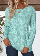 Dazzle Colorful Print Cyan Long Sleeve T Shirt