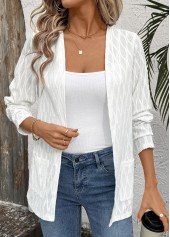 Pocket White Long Sleeve Light Cardigan