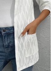 Pocket White Long Sleeve Light Cardigan