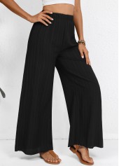 Black Wide Leg Elastic Waist High Waisted Pants