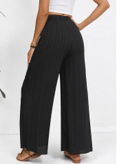 Black Wide Leg Elastic Waist High Waisted Pants