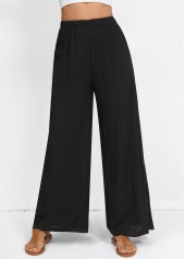 Black Wide Leg Elastic Waist High Waisted Pants