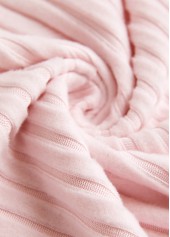 Button Light Pink Long Sleeve Split Neck Sweatshirt