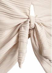 Bowknot Jacquard Beige One Piece Swimdress