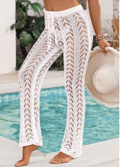 Hollow Drawstring Vacation White Beach Pants