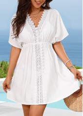 White Color Embroidery Detail Cover Up