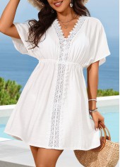 White Color Embroidery Detail Cover Up