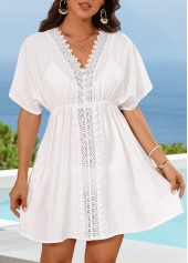 White Color Embroidery Detail Cover Up