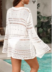 White Color Lace Up Cover Up