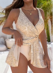 Criss Cross Jacquard Champagne One Piece Swimwear