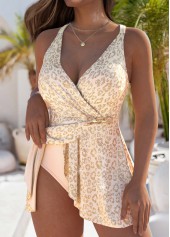 Criss Cross Jacquard Champagne One Piece Swimwear