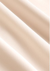 Embroidery Beige Long Sleeve Split Neck Blouse