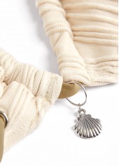 Tie Eyelet Jacquard Beige Bikini Set