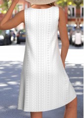 Tummy Coverage White Sleeveless Round Neck Dress