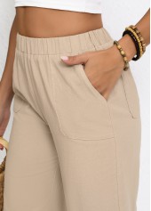 Elastic Waist Light Camel High Waisted Pants
