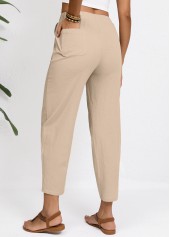 Elastic Waist Light Camel High Waisted Pants