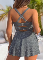 Grey Jacquard Detail One Piece Swimdress