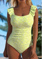 Jacquard Twist Light Green One Piece Swimwear