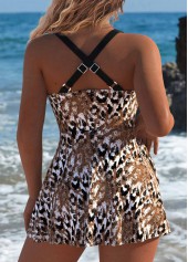Leopard Surplice Golden One Piece Swimdress