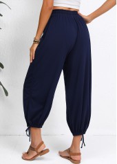 Drawstring Navy Jogger Elastic Waist High Waisted Pants