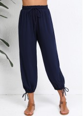 Drawstring Navy Jogger Elastic Waist High Waisted Pants