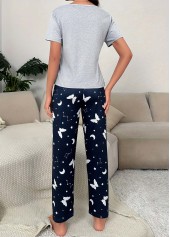 Navy Short Sleeve Lounge Top and Pants