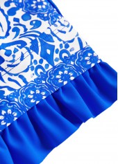 Tribal Print Frill Royal Blue Bikini Set