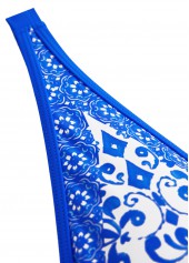 Tribal Print Frill Royal Blue Bikini Set