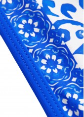 Tribal Print Frill Royal Blue Bikini Set