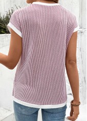 Jacquard Coral Short Sleeve Round Neck T Shirt