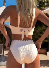 High Waisted Tie Beige Bikini Set