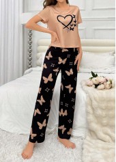 Round Neck Light Camel Lounge Top and Pants