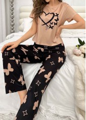 Round Neck Light Camel Lounge Top and Pants