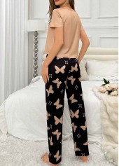 Round Neck Light Camel Lounge Top and Pants