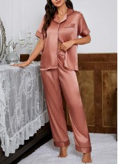 Turn Down Collar Dusty Pink Lounge Top and Pants