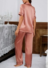 Turn Down Collar Dusty Pink Lounge Top and Pants