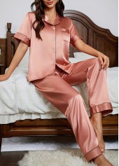 Turn Down Collar Dusty Pink Lounge Top and Pants