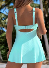 Jacquard Square Neck Mint Green One Piece Swimdress