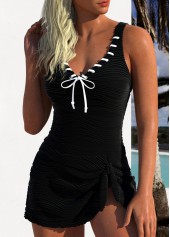 Tie Jacquard Black One Piece Swimdress