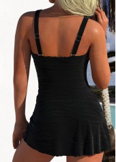 Tie Jacquard Black One Piece Swimdress