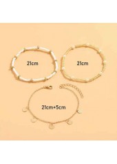 Beaded Design Golden Alloy Anklet Set