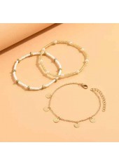 Beaded Design Golden Alloy Anklet Set