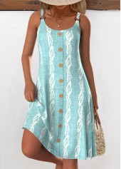 Marine Life Print Tummy Coverage Mint Green Strappy Dress