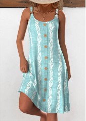 Marine Life Print Tummy Coverage Mint Green Strappy Dress