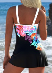 Animal Print Tie Multi Color One Piece Swimdress
