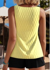 Jacquard Cut Out Light Yellow Tankini Set