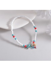 White Color Elastic Plastic Detail Anklet
