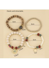 Light Camel Round Beaded Alloy Bracelet Set