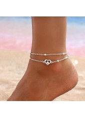 Silver Layered Heart Design Alloy Anklet