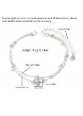 Silver Layered Heart Design Alloy Anklet